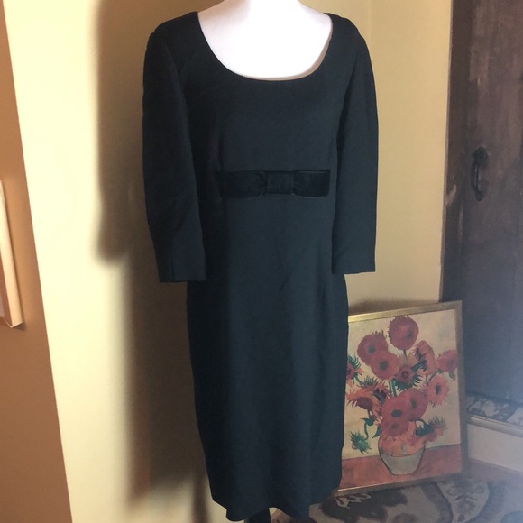 Vintage 90’s TALBOTS Size 16 Wool Blend Velvet Bow Waist Black-Tie Modest EUC - Picture 2 of 14